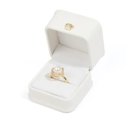 Factory Wholesale Custom Crown PU Leather White Ring Box - Jewelry Gift Box Packaging