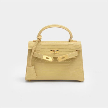 Luxus gelbe Krokodilhaut Frauenhandtasche Crossbody -Tasche