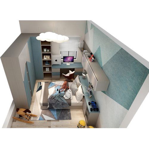 Modern Basit Çocuk Yatak Odası Dolapları Masa