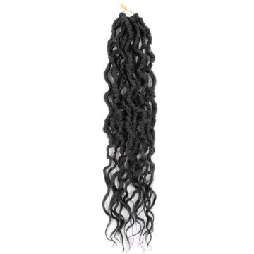 24inch Synthetic Goddess Locs Hair Extensions Faux Locs Crochet Wavy Hair Goddess Faux Locs Crochet Hair with Curly Ends braids