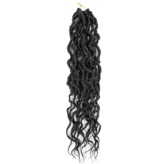 24inch Synthetic Goddess Locs Hair Extensions Faux Locs Crochet Wavy Hair Goddess Faux Locs Crochet Hair with Curly Ends braids