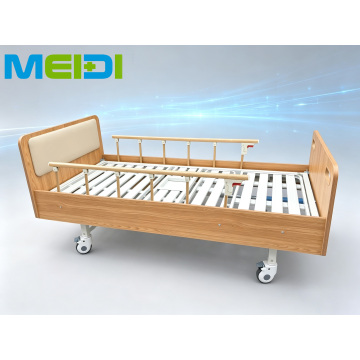Manual Double Crank Wooden Hospital Bed With Toilet Hole For Nursing Home Home Care