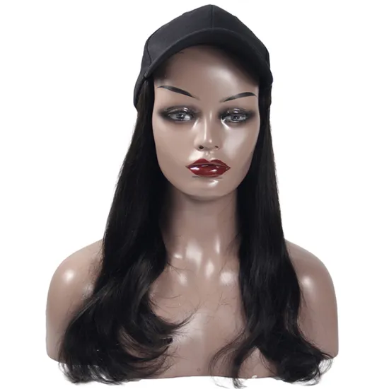 Long Hat Wigs Natural Black Straight,Highlighted Wigs Long Curly Hair Woman Headgear,Full Lace Wig HD Adjustable For Girl
