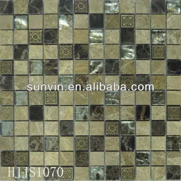 Paving glass and natural stone bathroom mosaic designs