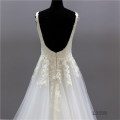 Newest Sleeveless Designer Light Champagne  Gorgeous Lace Long bride clothes wedding dress