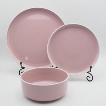 Sistones de vajilla de gres rosa de estilo minimalista moderno, vajilla de gres antiguos