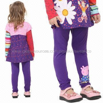 Kids' Pants, Hot Selling, Cotton, Autumn Use, for Girls, Rub Print, 100% Cotton