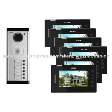 7-inch Touch Button Video Intercom Systems for 6 Apartments, Volume Adjustable
