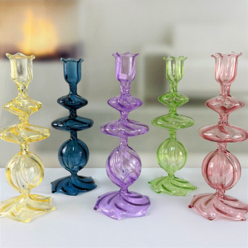 Nordic Vintage Tall Crystal Colored Glass Flower Vases