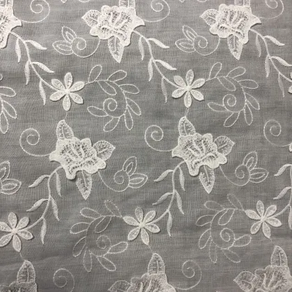 White Swiss Voile Lace Golden Supplier Embroidery Lace Fabric in India