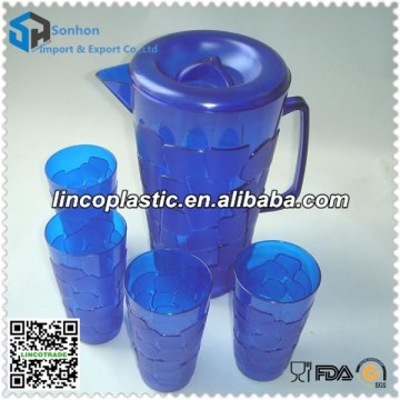 New design plastic water jug and cups set