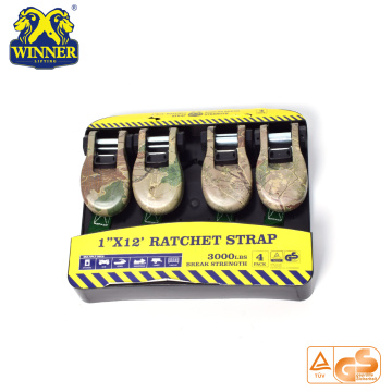 4PC Pack Camouflage Ratchet Strap Tie Down Ratchet