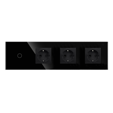 1/2/3 Gang Touch Switch 1 Way Plus Triple Wall Sockets EU Standard Blue Backlight Glass Panel 299mm