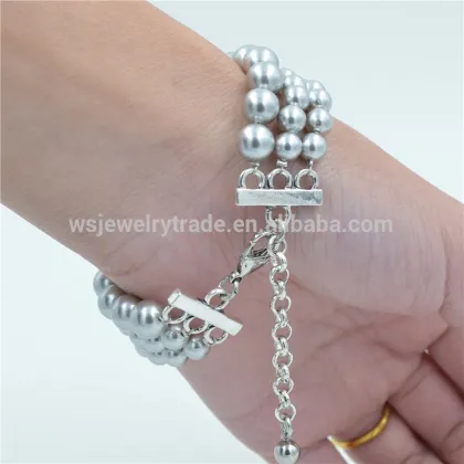 Light gray pearl jewelry Synthetic Pearl Bracelet Multilayer bead bead
