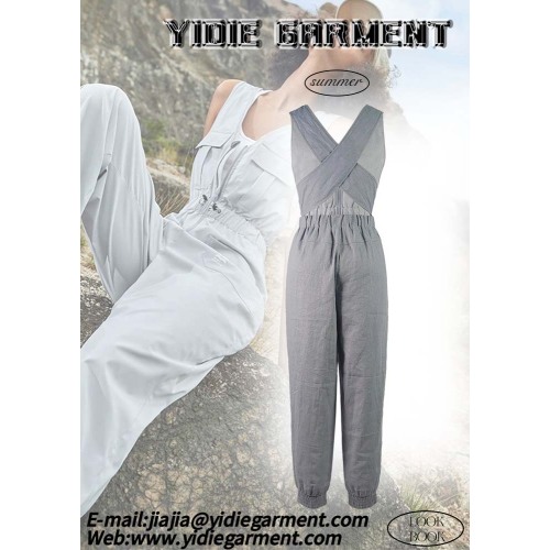 Multi Pocket Utilty Sleeveless Linen Cargo Jumpsuit