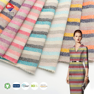 Knitting Stripe Design with 31% Polyester, 48% Cotton, 21% Metallic Yarn in Dyed French Terry Fabric for Hoodie Cloth