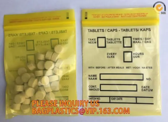 Pharmacy Pills Zipper Bag, small plastic zipper pill bag, reclosable plastic printed zipper medicine bag pill bags