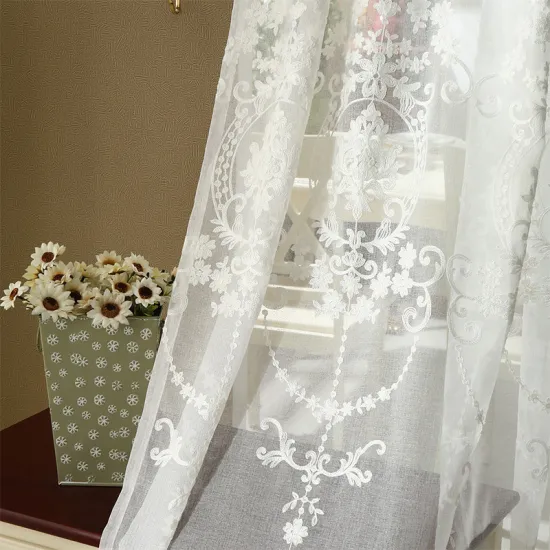Luxury European Style Embroidered Sheer Curtains for Living Rooms and Bedrooms