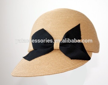 Girl's summer paper braid straw caps hats with lovely bow decoration