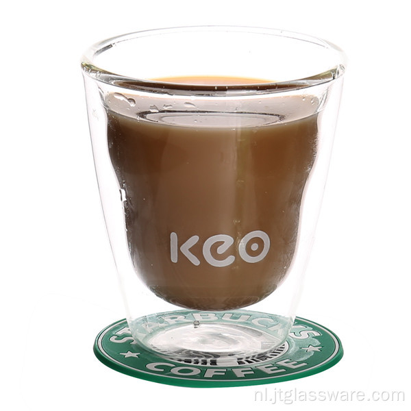 Hademade doorzichtige koffiemok van borosilicaatglas