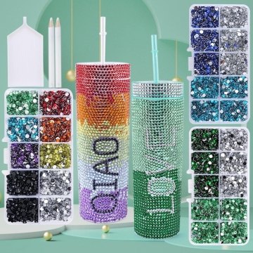 Qiao Résine Hinaistones Coup de gradient Couleur non hotfix paillette à plat en plastique Crystal Plastique décorations d'art