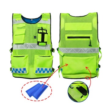 Giubbotto di sicurezza per il raffreddamento degli uomini estivi con pacchetti di ghiaccio - giubbotto riflettente per il lavoro caldo