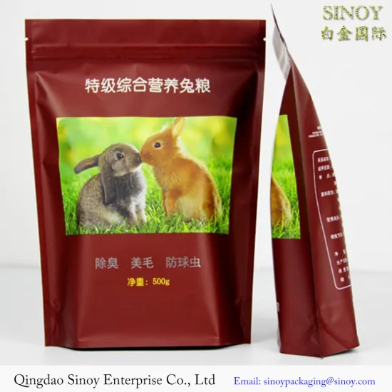 Resealable doypack pet rabbit treats stand up packaging bags/Stand Up Zip Lock Pet Treats pouch with zipper