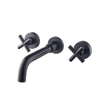 Double Handle Wall Mount Bathroom Sink Faucet