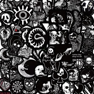Gothic Stickers - 50 Pcs Waterproof Skeleton Vinyl Stickers for Laptops