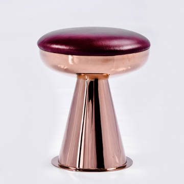 Goolee Elegant Stainless Steel Modern Leather Metal Stool