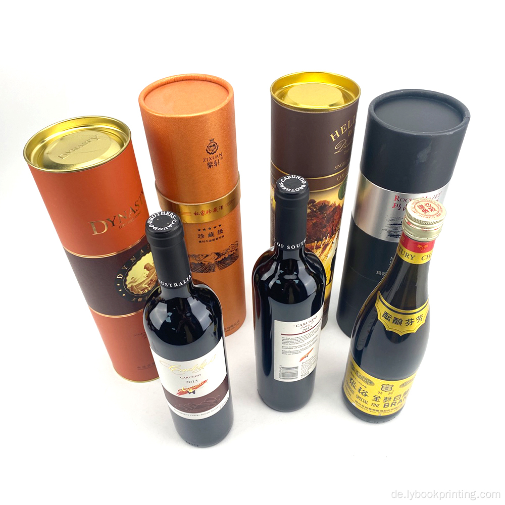 Benutzerdefinierte Sublimation Luxus Wein Cajas de Embalaje Kisten Packung hölzerne Geschenkweinflasche Karton Papierröhrenboxen Verpackung