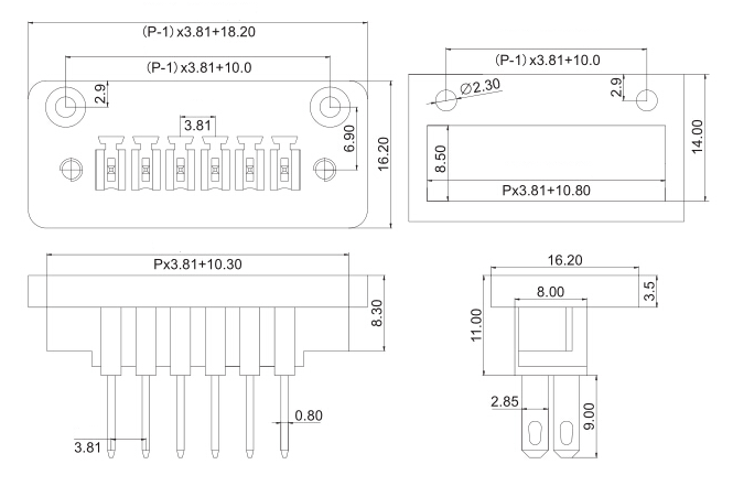 16 poles contact pluggable through wall terminal block