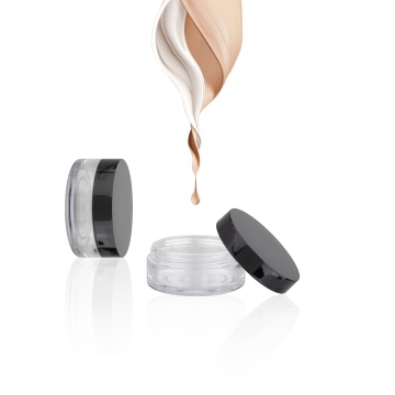Pots cosmétiques en plastique transparent avec couvercles noirs pour cosmétiques