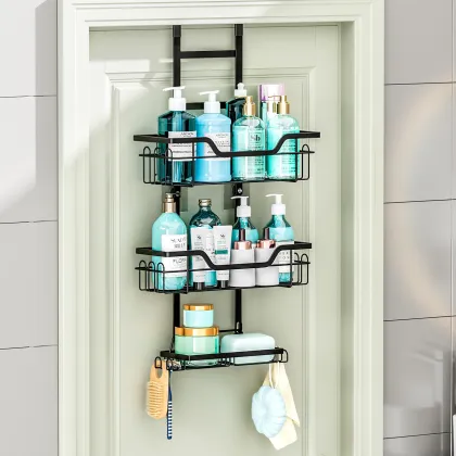 Wall-Mounted Shower Room Storage: Bathroom Rack, Shelf, and Hook