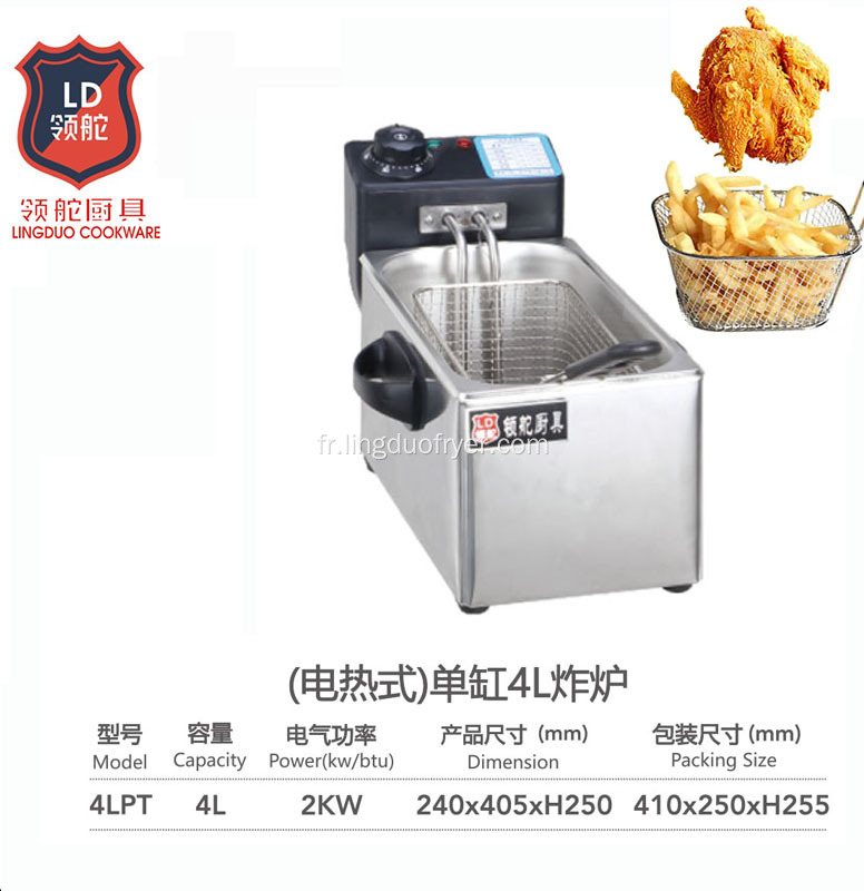 Équipement de cuisine commerciale en acier inoxydable à haute efficacité 4L Fryer électrique pour frire Fryer Fryer