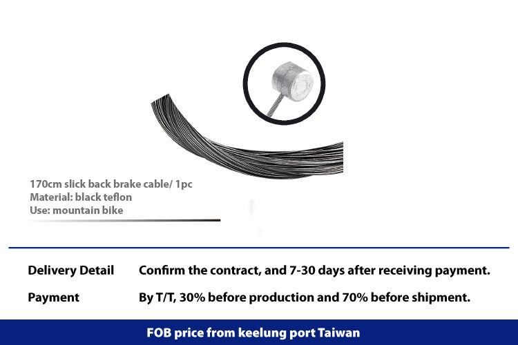 Matériau PTFE noir pour vélo de câble de frein arrière à 170 cm Slick