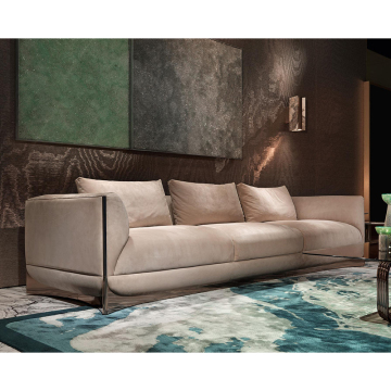 Sofá de tela Chesterfield de tres plazas de madera maciza de estilo europeo