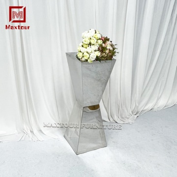 Luxury Silver Mirrored Flower Stands & Gold Steel Cylinder Centerpieces for Wedding Backdrops