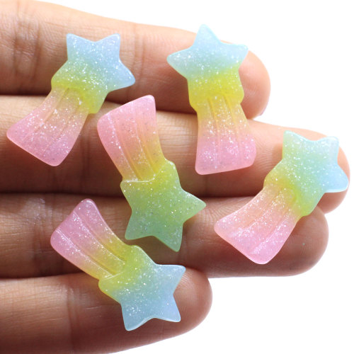 Cute Gradient Color Meteor Flatback Resin Cabochon Scrapbook DIY Star For Phone DIY Decoration Art