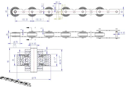 133.33mm Pallet Chain ASSY for 9500 Moving Walks