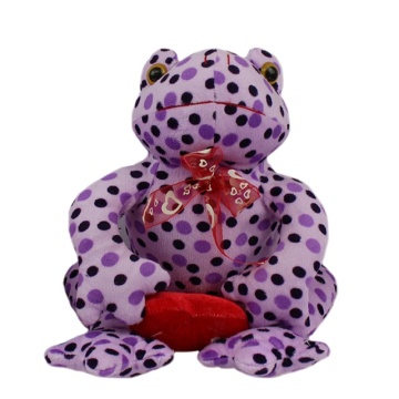 Custom Lovely Soft Purple Spotted Frog Plush Toy with Red Heart and Scarf