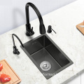 Customizable Black Stainless Steel Kitchen Sink with Faucet: Single Tank Basin in Modern Style
