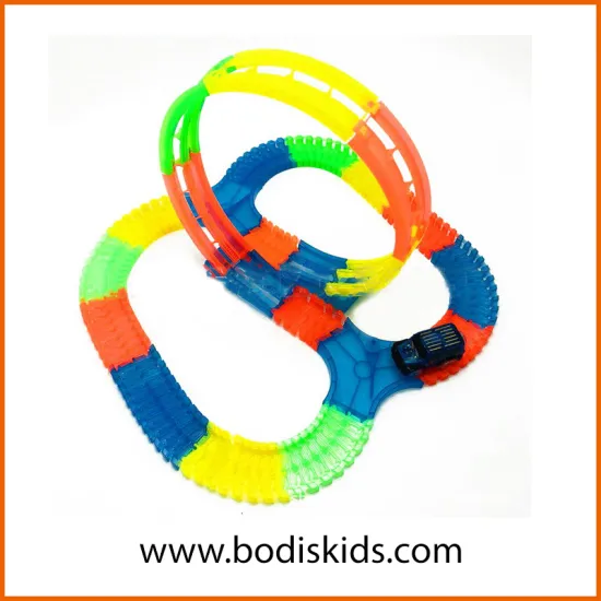 DIY luminous building block electric rail car (with light)