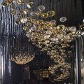 Colgante de candelabros led de hoja de vidrio de club de proyecto de lujo