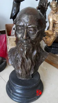 Famous chinese man bronze head statue