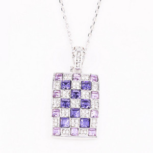 Mixedcolor Fashion Women Square Pendant Necklace