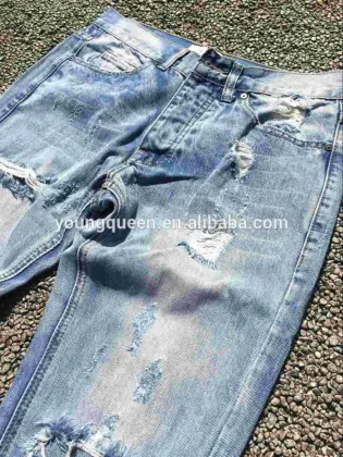 CP-7 Men's high street destroyed zipper trendsetter all-match jeans high quality