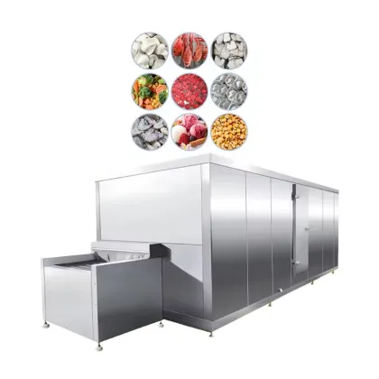 Quick Freezing IQF Machine for Shrimp, Vegetables, and Fruits with Liquid Nitrogen Tunnel Freezer