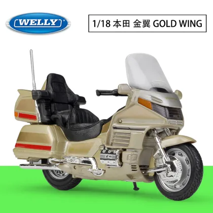 Welly 1/18 Scale Diecast Gold Wing Heavy Locomotive Model Motorcycle