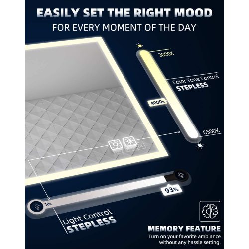 SALLY Dimmable Touch Sensor Square Makeup LED Mirror